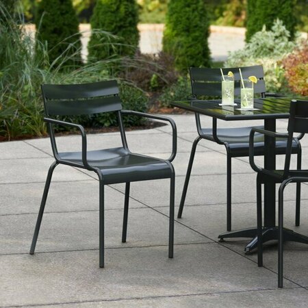 LANCASTER TABLE & SEATING Black Powder Coated Aluminum Outdoor Arm Chair 427CALUARMBK